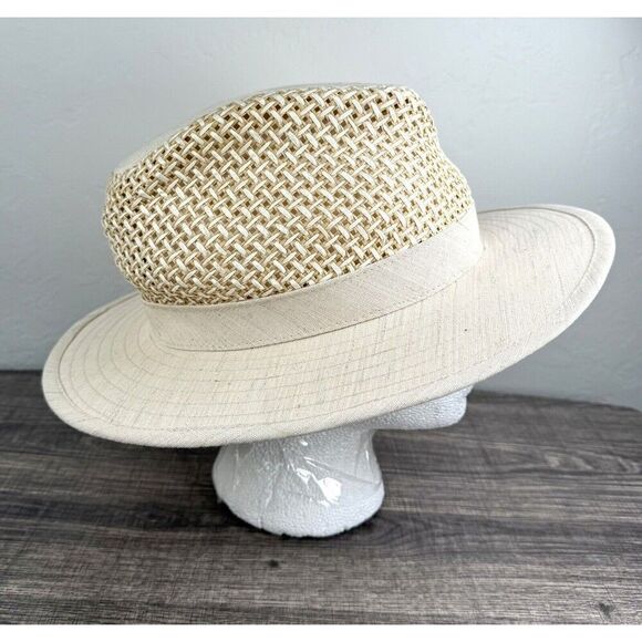 Henschel Hat Co Adult Size Medium Aussie Breezer Beige Tan USA Made Vintage - Picture 2 of 7